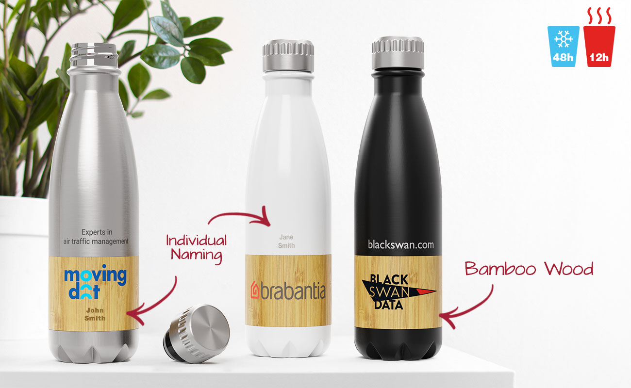 Nova Bamboo - Branded Bamboo Wrapped Water Bottles